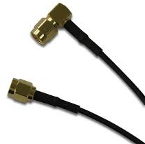 Coaxial Cable, SMA plug (angled) to SMA plug (straight), 50 Ω, RG-174/U, grommet black, 153 mm, 135103-02-06.00