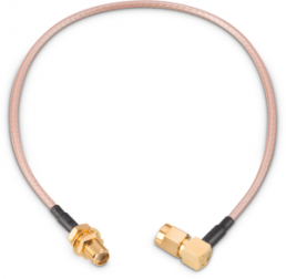 Coaxial cable, SMA plug (angled) to SMA jack (straight), 50 Ω, RG-316/U, grommet black, 304.8 mm, 65503603230505