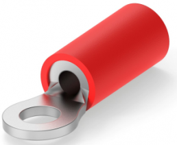 Insulated ring cable lug, 0.3-1.42 mm², AWG 22 to 16, 3.02 mm, M2.5, red