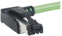 Patch cable, RJ45 plug, angled to open end, Cat 5, PVC, 0.5 m, black