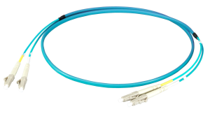 FO patch cable, LC duplex to LC duplex, 1 m, OM3, multimode 50/125 µm