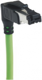 System cable, RJ45 plug, angled to open end, Cat 5, PVC, 0.5 m, green
