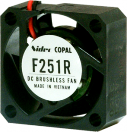 DC axial fan, 12 V, 25 x 25 x 10 mm, 3 m³/h, 15 dB, slide bearing, Nidec Copal, F251R-12LC