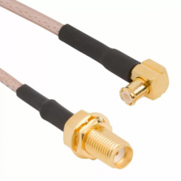Coaxial Cable, MCX plug (angled) to SMA jack (straight), 50 Ω, RG-316, grommet black, 153 mm, 245130-01-06.00