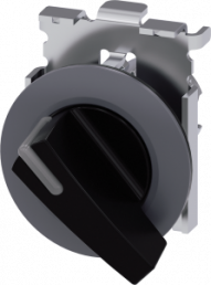 Toggle switch, illuminable, latching, waistband round, black, front ring gray, 90°, mounting Ø 30.5 mm, 3SU1062-2EF10-0AA0