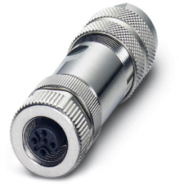Socket, M12, 5 pole, screw connection, screw locking, straight, 1401097