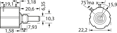 7386R10KL.25 BI Technologies Potentiometers Image 2