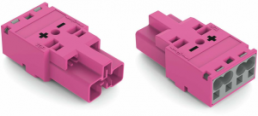 Plug, 2 pole, spring-clamp connection, 0.5-4.0 mm², pink, 770-292/082-000