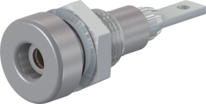 2 mm socket, flat plug connection, mounting Ø 6.4 mm, gray, 23.0060-28