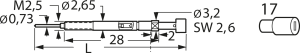 Switching test probe, flathead, Ø 2.65 mm, travel  4.2 mm, pitch 3.5 mm, L 44.8 mm, F88617K300U350SM