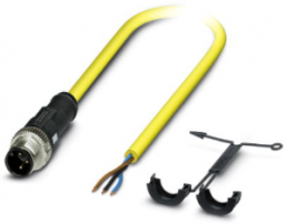 Sensor actuator cable, M12-cable plug, straight to open end, 3 pole, 5 m, PVC, yellow, 4 A, 1409523