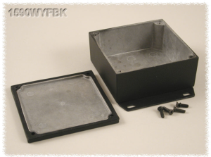 Aluminum die cast enclosure, (L x W x H) 92 x 92 x 42 mm, black (RAL 9005), IP65, 1590WYFBK