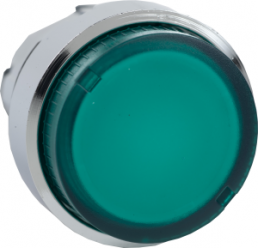 Pushbutton, illuminable, groping, waistband round, green, front ring silver, mounting Ø 22 mm, ZB4BW13