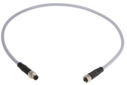 Sensor actuator cable, M8-cable plug, straight to M8-cable socket, straight, 4 pole, 1.5 m, PVC, gray, 21348081481015