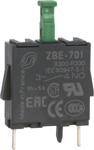 Auxiliary switch block, 1 Form A (N/O), 120 V, 3 A, ZBE701