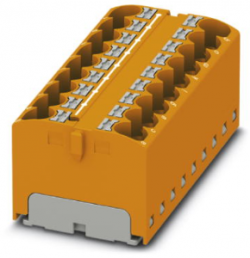 Distribution block, push-in connection, 0.2-6.0 mm², 18 pole, 32 A, 6 kV, orange, 3273852