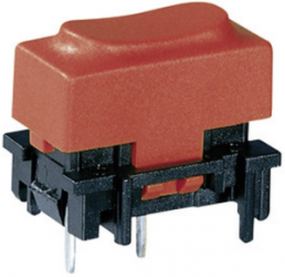 Short-stroke pushbutton, 1 Form A (N/O), 100 mA/28 V, unlit , actuator (red, L 11.5 mm), 0.7 N, THT