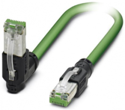 Patch cable, RJ45 plug, straight to RJ45 plug, angled, Cat 5, SF/TQ, PUR, 1 m, green