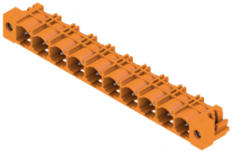 Pin header, 10 pole, pitch 7.62 mm, angled, orange, 1472690000