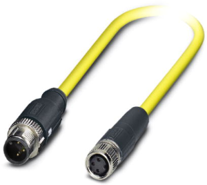Sensor actuator cable, M12-cable plug, straight to M8-cable socket, straight, 3 pole, 0.5 m, PVC, yellow, 4 A, 1406023