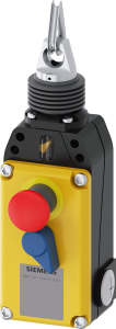 Cable-operated switch, 1 emergency stop pushbutton red, 1 rotary actuator, 1 Form A (N/O) + 3 Form B (N/C), latching, 3SE7141-1EG10-0CA1