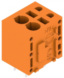 PCB terminal, 2 pole, pitch 5.08 mm, AWG 24-12, 20 A, spring-clamp connection, orange, 1331430000
