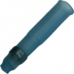 Butt connector with heat shrink insulation, transparent blue, 8.38 mm