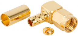 SMA plug 50 Ω, RG-58, RG-141, LMR-195, Belden 7806A, Belden 9311, solder connection, angled, 132122RP