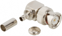 BNC plug 50 Ω, RG-55, RG-142, RG-223, RG-400, Belden 83242, solder connection, angled, 112526