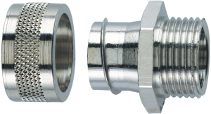 Straight hose fitting, 2-part, M16, 16 mm, brass, nickel-plated, IP54, metal, (L) 26 mm