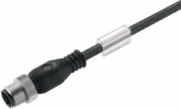 Sensor actuator cable, M12-cable plug, straight to open end, 5 pole, 0.1 m, PUR, black, 4 A, 9457610010