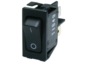 Rocker switch, black, 2-pole, On-Off, 16 (4) A/250 VAC, 10 (4) A 250 VAC, IP40