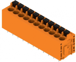 PCB terminal, 11 pole, pitch 5.08 mm, AWG 24-12, 20 A, spring-clamp connection, orange, 1331260000