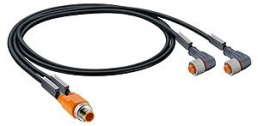 Sensor actuator cable, M12-cable plug, straight to M12-cable socket, straight, 4 pole, 1.5 m, PUR, black, 4 A, 46949