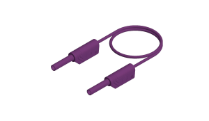 Measuring lead with (2 mm plug, spring-loaded, straight) to (2 mm plug, spring-loaded, straight), 500 mm, purple, PVC, 1.0 mm², CAT III