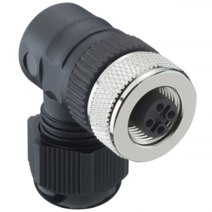 Cable socket, M12, 5 pole, screw connection, angled, 1245 05 T9CR