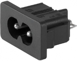 Plug C8, 2 pole, snap-in, solder connection, black, 4300.0102