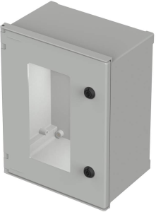 Wall enclosure with viewing pane, (H x W x D) 400 x 300 x 200 mm, IP66, polyester, light gray, 42243200