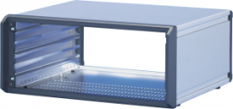 19 inch desktop enclosure, 2 U, 63 HP, (W x H x D) 363.7 x 111 x 326 mm, aluminum, gray, 14576-043