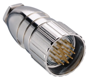 Plug, M23, 19 pole, solder connection, Coupling nut, straight, 73578