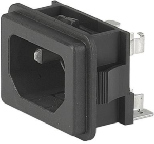 Combination element C14, 3 pole, snap-in, plug-in connection, black, GSF2.1010.01