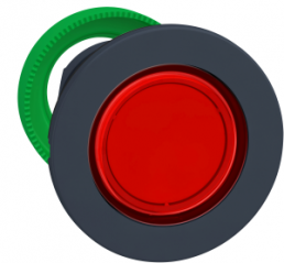 Signal light, illuminable, waistband round, red, front ring dark gray, mounting Ø 30 mm, ZB5FV043