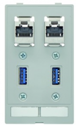 Data module, 2 x USB socket type A 3.0/2 x RJ45 socket to 2 x USB socket type A 3.0/2 x RJ45 socket, 39500040097