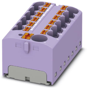 Distribution block, push-in connection, 0.2-6.0 mm², 13 pole, 32 A, 6 kV, purple, 3273894