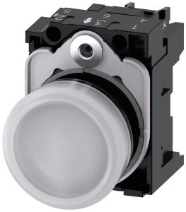 Indicator light, 22 mm, round, plastic, white, lens, smooth, 24 V AC/DC