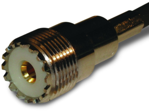 UHF socket 50 Ω, RG-58, RG-141, LMR-195, Belden 7806A, Belden 9311, solder connection, straight, 182306