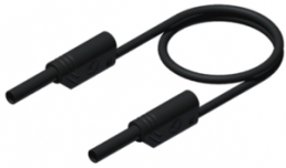 Measuring lead with (2 mm plug, spring-loaded, straight) to (2 mm plug, spring-loaded, straight), 1 m, black, PVC, 1.0 mm², CAT III