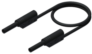Measuring lead with (2 mm plug, spring-loaded, straight) to (2 mm plug, spring-loaded, straight), 250 mm, black, PVC, 1.0 mm², CAT III