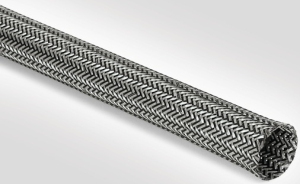 Metal braided sleeve, inner Ø 16 mm, range 14-20 mm, black/silver, halogen free, -40 to 150 °C