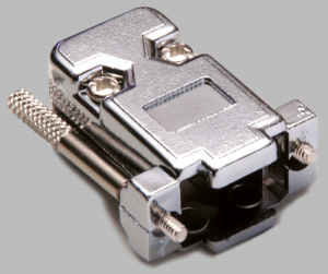 D-Sub connector housing, size: 2 (DA), straight 180°, cable Ø 10 mm, plastic, metallized, silver, 10120077